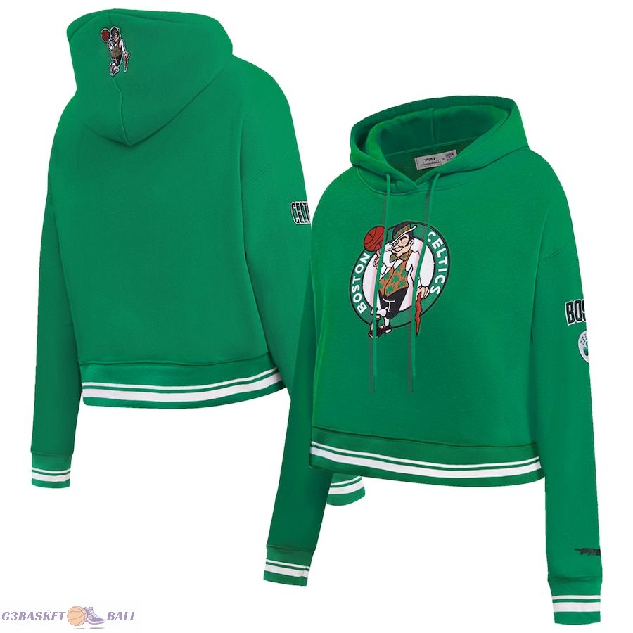 Women's Boston Celtics Pro Standard Kelly Green Retro Classic Fleece Cropped Pullover Hoodie