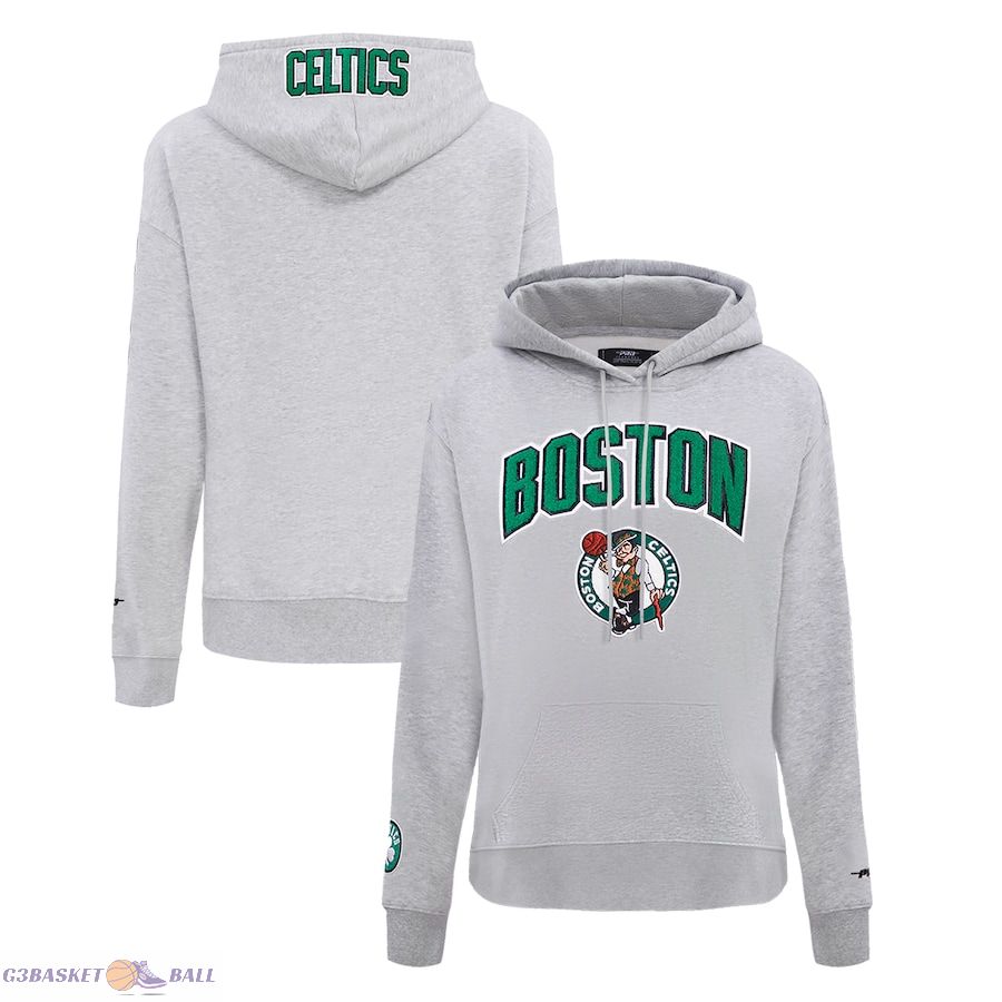 Women's Boston Celtics Pro Standard Heather Gray Classic FLC Pullover Hoodie