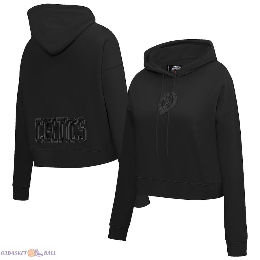 Women's Boston Celtics Pro Standard Black Neutrals Capsule Cropped Pullover Hoodie