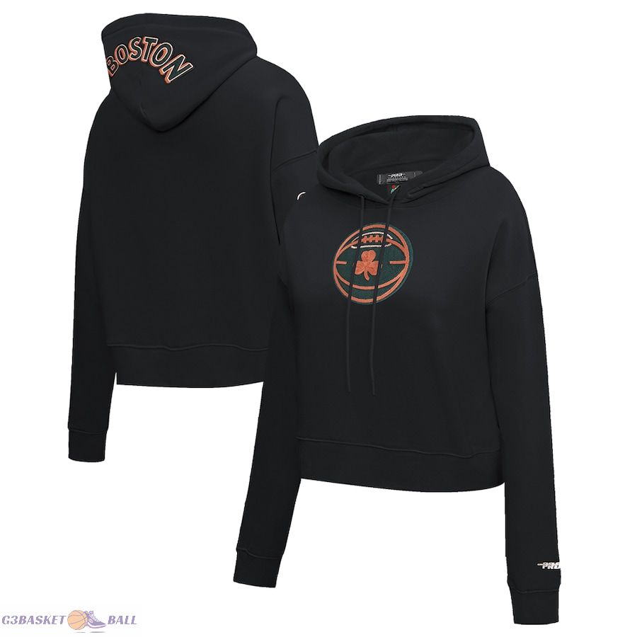 Women's Boston Celtics Pro Standard Black 2023/24 City Edition Cropped Pullover Hoodie