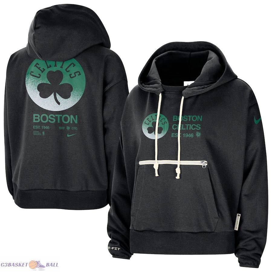 Women's Boston Celtics Nike Black Courtside Standard Issue Performance Pullover Hoodie