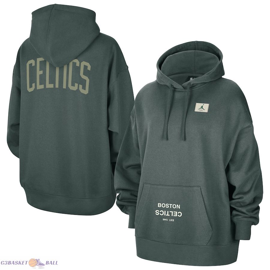 Women's Boston Celtics Jordan Brand Green Courtside Statement Edition Oversize Pullover Hoodie