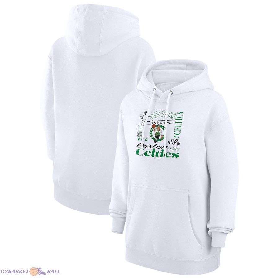 Women's Boston Celtics G-III 4Her by Carl Banks White Team Collage Graphic Fleece Pullover Hoodie