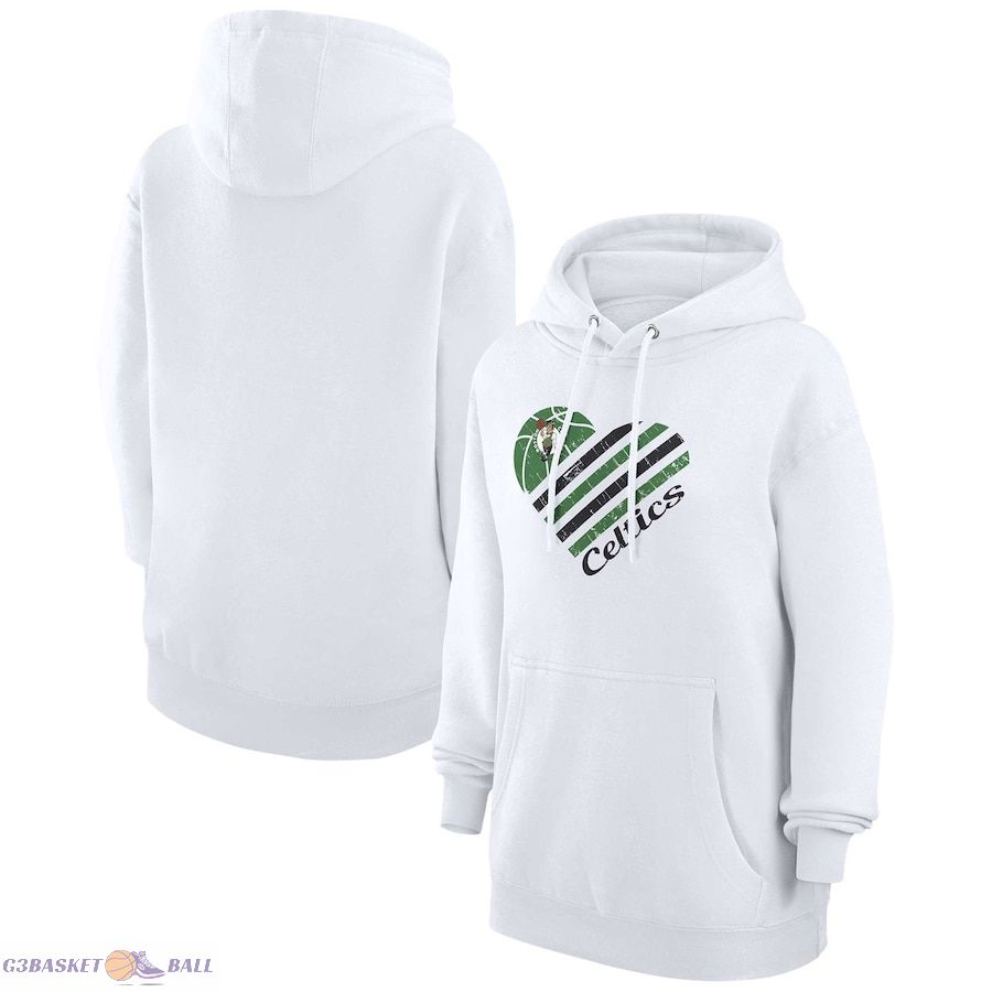 Women's Boston Celtics G-III 4Her by Carl Banks White Heart Pullover Hoodie