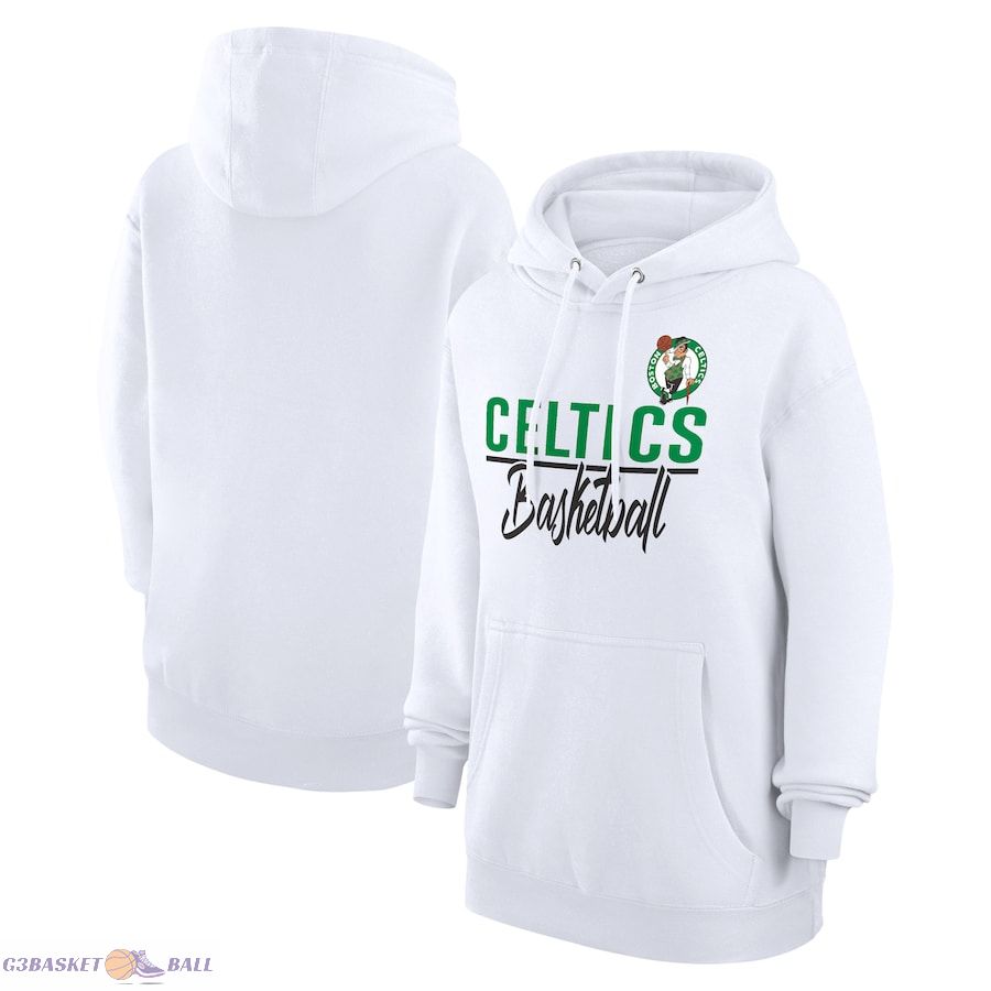 Women's Boston Celtics G-III 4Her by Carl Banks White Graphics Fleece Pullover Hoodie