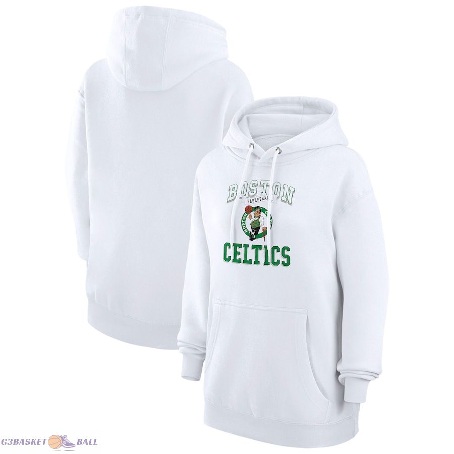 Women's Boston Celtics G-III 4Her by Carl Banks White Graphic Fleece Pullover Hoodie