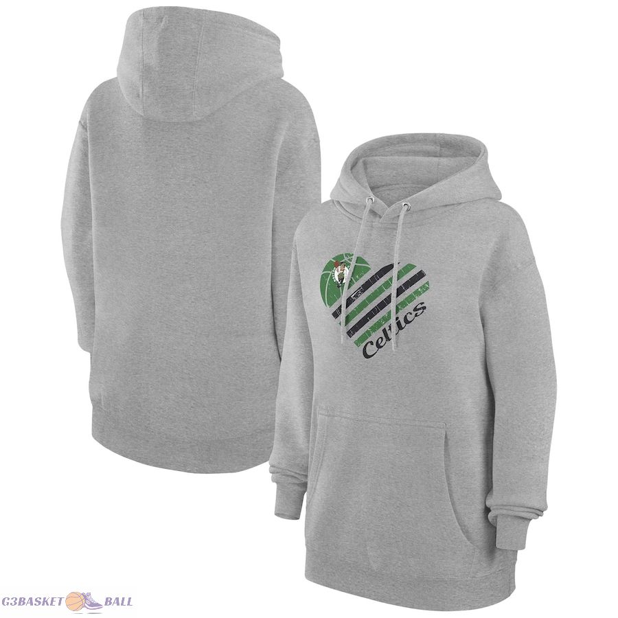 Women's Boston Celtics G-III 4Her by Carl Banks Heather Gray Heart Pullover Hoodie