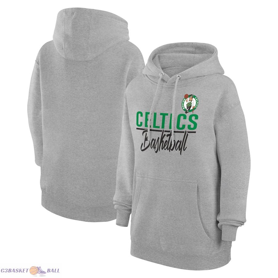 Women's Boston Celtics G-III 4Her by Carl Banks Heather Gray Graphics Fleece Pullover Hoodie