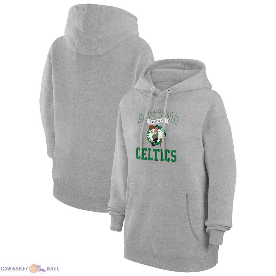 Women's Boston Celtics G-III 4Her by Carl Banks Heather Gray Graphic Fleece Pullover Hoodie