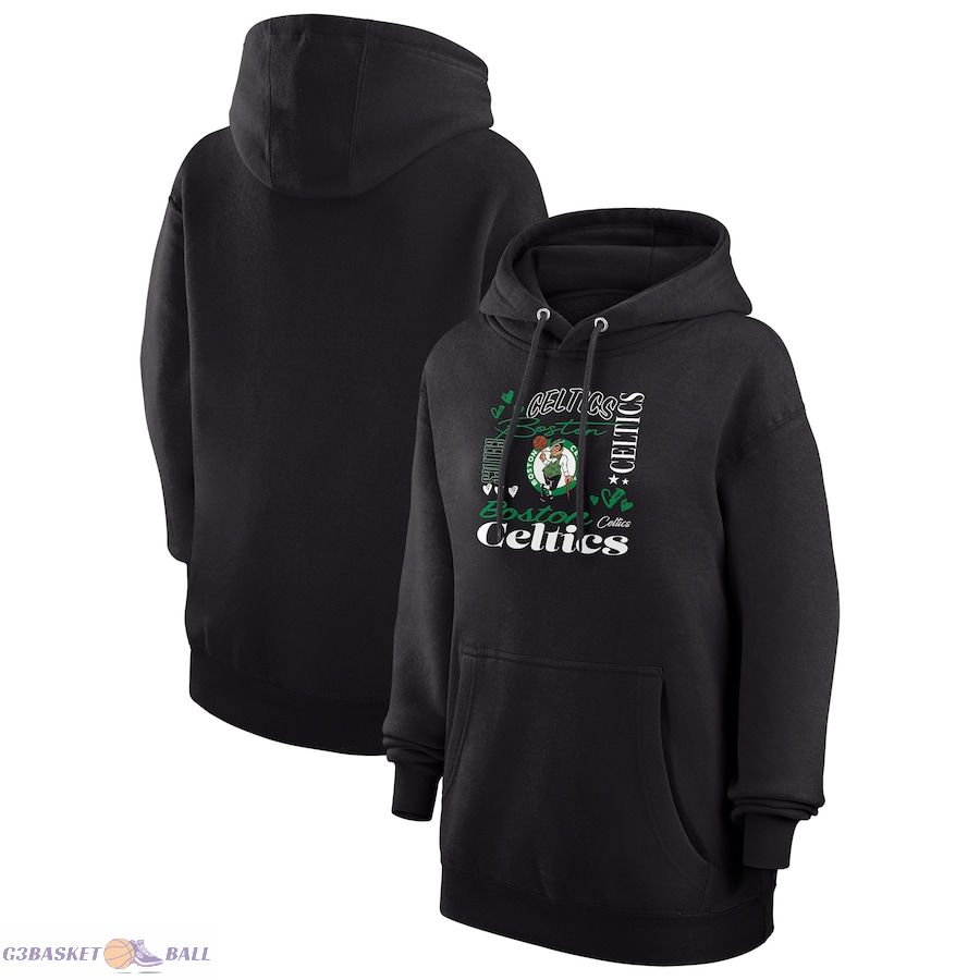 Women's Boston Celtics G-III 4Her by Carl Banks Black Team Collage Graphic Fleece Pullover Hoodie