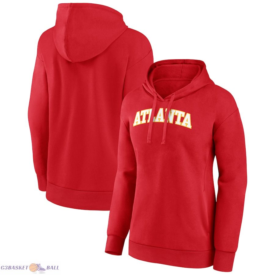 Women's Atlanta Hawks Red Wordmark Alt Pullover Hoodie