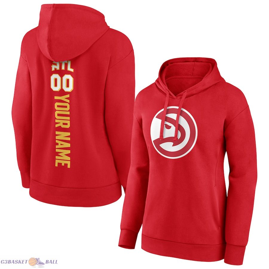 Women's Atlanta Hawks Red Any Name & Number Playmaker Pullover Hoodie