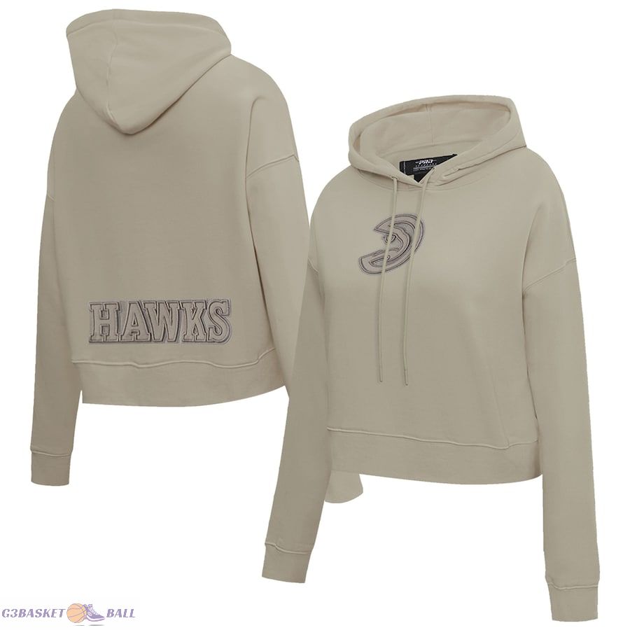 Women's Atlanta Hawks Pro Standard Taupe Neutrals Capsule Cropped Pullover Hoodie