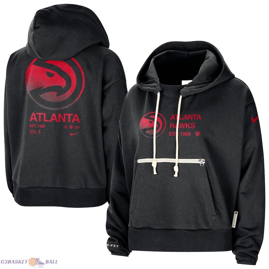 Women's Atlanta Hawks Nike Black Courtside Standard Issue Performance Pullover Hoodie