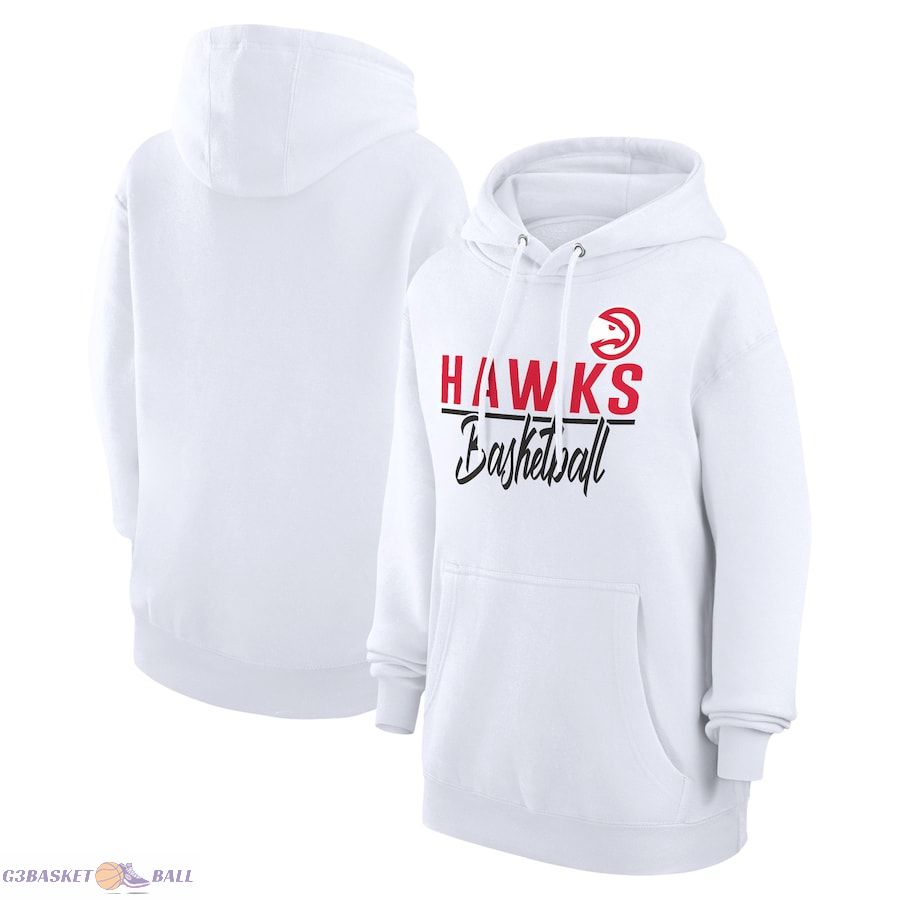 Women's Atlanta Hawks G-III 4Her by Carl Banks White Graphics Fleece Pullover Hoodie