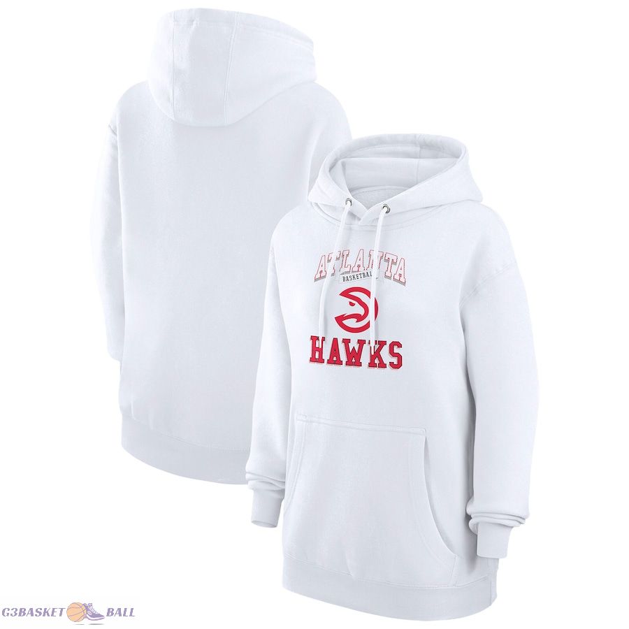 Women's Atlanta Hawks G-III 4Her by Carl Banks White Graphic Fleece Pullover Hoodie