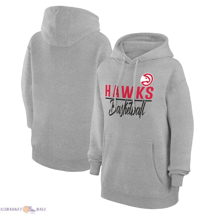 Women's Atlanta Hawks G-III 4Her by Carl Banks Heather Gray Graphics Fleece Pullover Hoodie