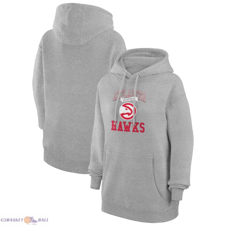 Women's Atlanta Hawks G-III 4Her by Carl Banks Heather Gray Graphic Fleece Pullover Hoodie