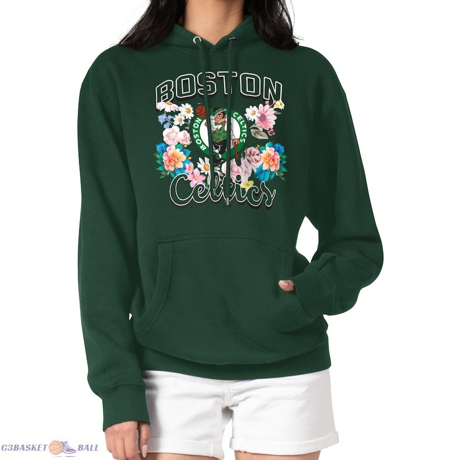 Women's Boston Celtics G-III 4Her by Carl Banks Green Flowers Team Logo Graphic Fleece Pullover Hoodie