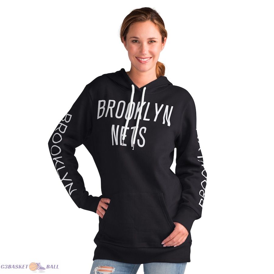 Women's Brooklyn Nets G-III 4Her by Carl Banks Black Base Coach Pullover Hoodie