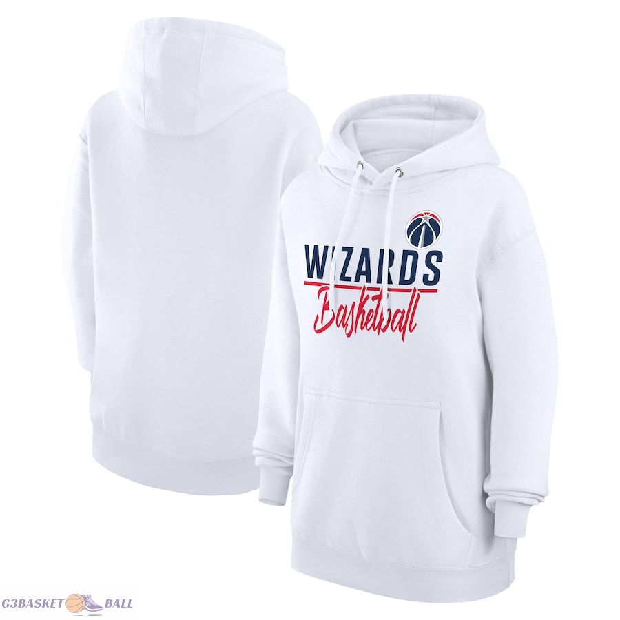 Women's Washington Wizards G-III 4Her by Carl Banks White Graphics Fleece Pullover Hoodie