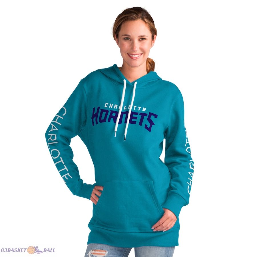 Women's Charlotte Hornets G-III 4Her by Carl Banks Teal Base Coach Pullover Hoodie