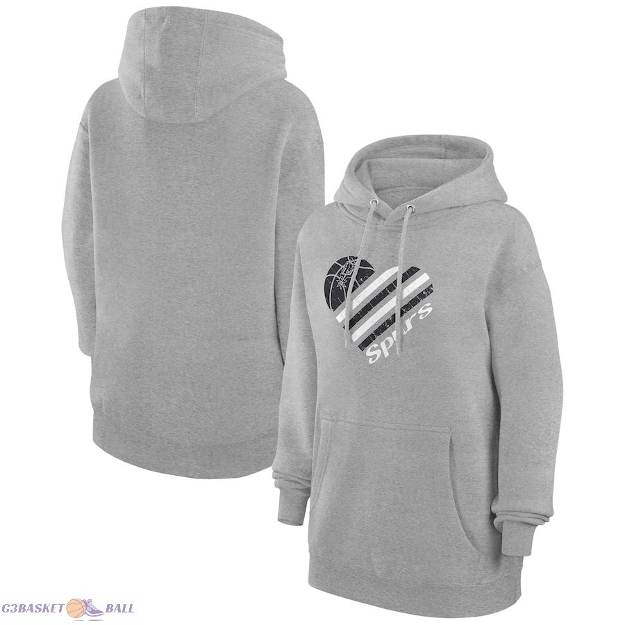 Women's San Antonio Spurs G-III 4Her by Carl Banks Heather Gray Heart Pullover Hoodie