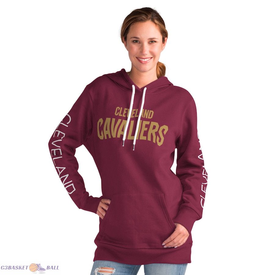 Women's Cleveland Cavaliers G-III 4Her by Carl Banks Wine Base Coach Pullover Hoodie