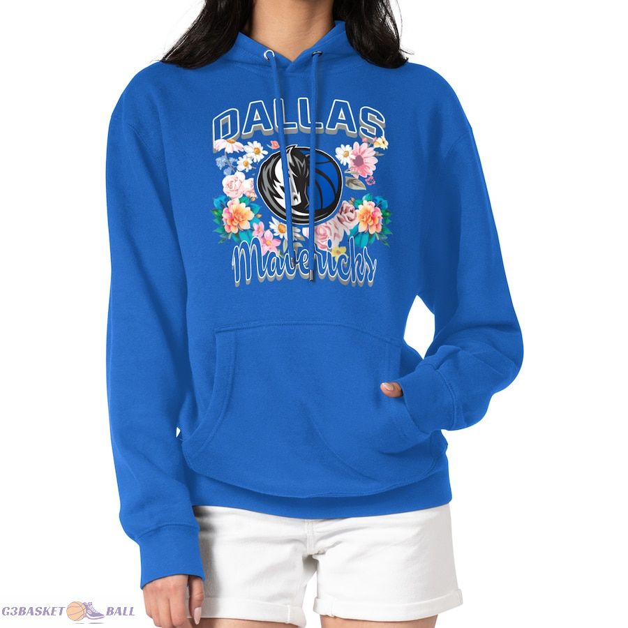 Women's Dallas Mavericks G-III 4Her by Carl Banks Blue Flowers Team Logo Graphic Fleece Pullover Hoodie