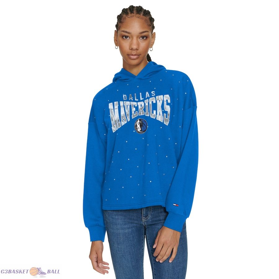 Women's Dallas Mavericks Tommy Jeans Blue Stella Cropped Pullover Hoodie