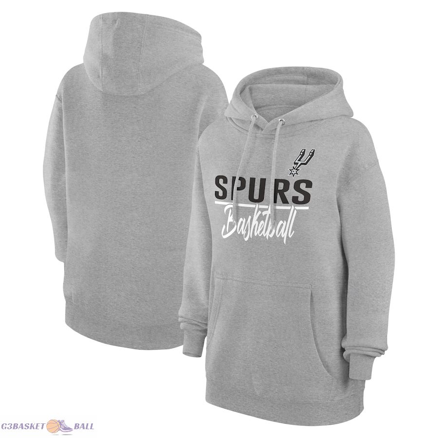 Women's San Antonio Spurs G-III 4Her by Carl Banks Heather Gray Graphics Fleece Pullover Hoodie