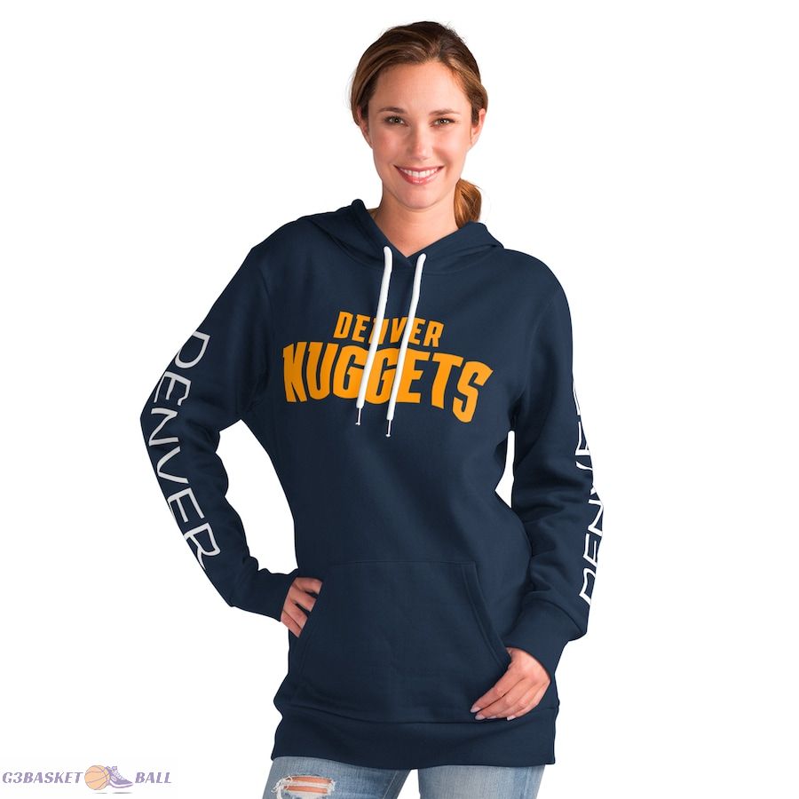 Women's Denver Nuggets G-III 4Her by Carl Banks Navy Base Coach Pullover Hoodie