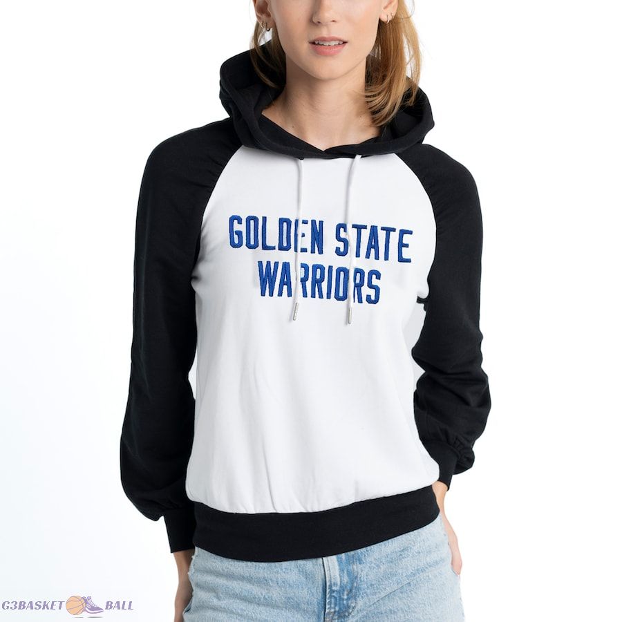 Women's Golden State Warriors Lusso White Marlowe Tri-Blend Raglan Pullover Hoodie