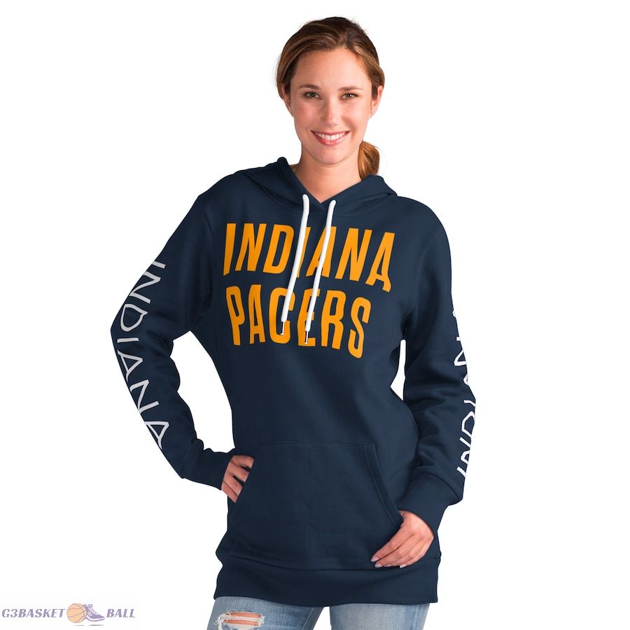 Women's Indiana Pacers G-III 4Her by Carl Banks Navy Base Coach Pullover Hoodie