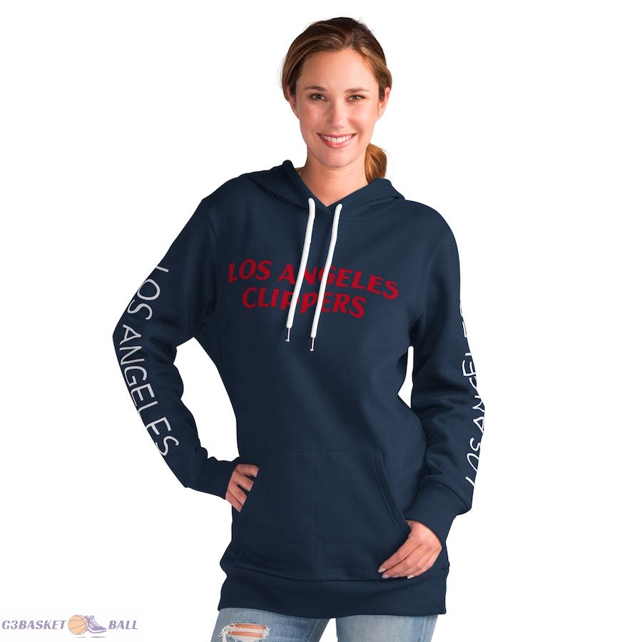 Women's LA Clippers G-III 4Her by Carl Banks Navy Base Coach Pullover Hoodie