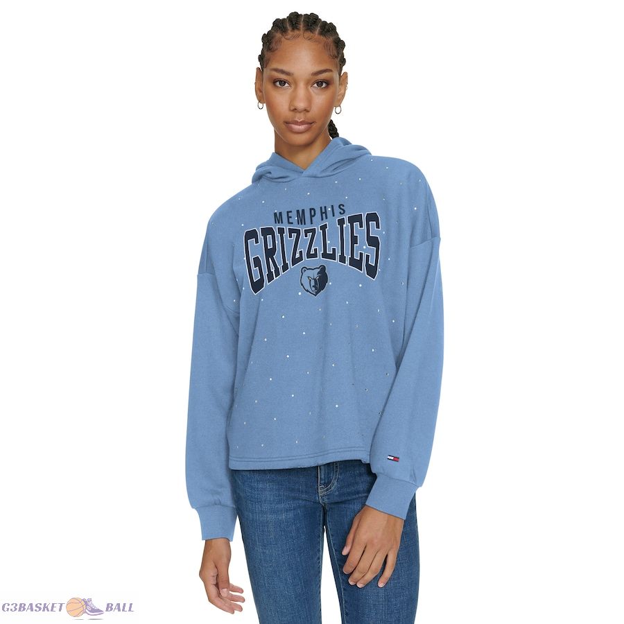 Women's Memphis Grizzlies Tommy Jeans Light Blue Stella Cropped Pullover Hoodie