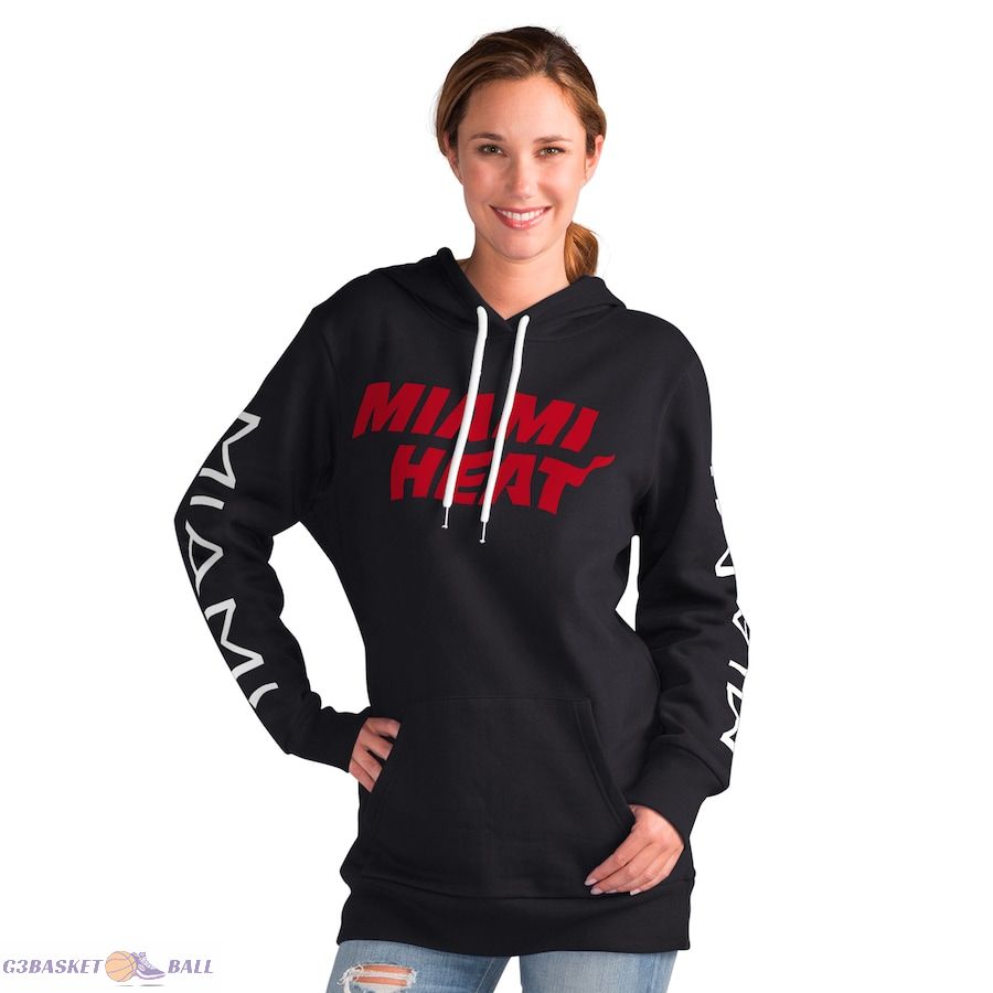 Women's Miami Heat G-III 4Her by Carl Banks Black Base Coach Pullover Hoodie