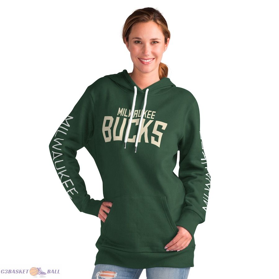 Women's Milwaukee Bucks G-III 4Her by Carl Banks Green Base Coach Pullover Hoodie