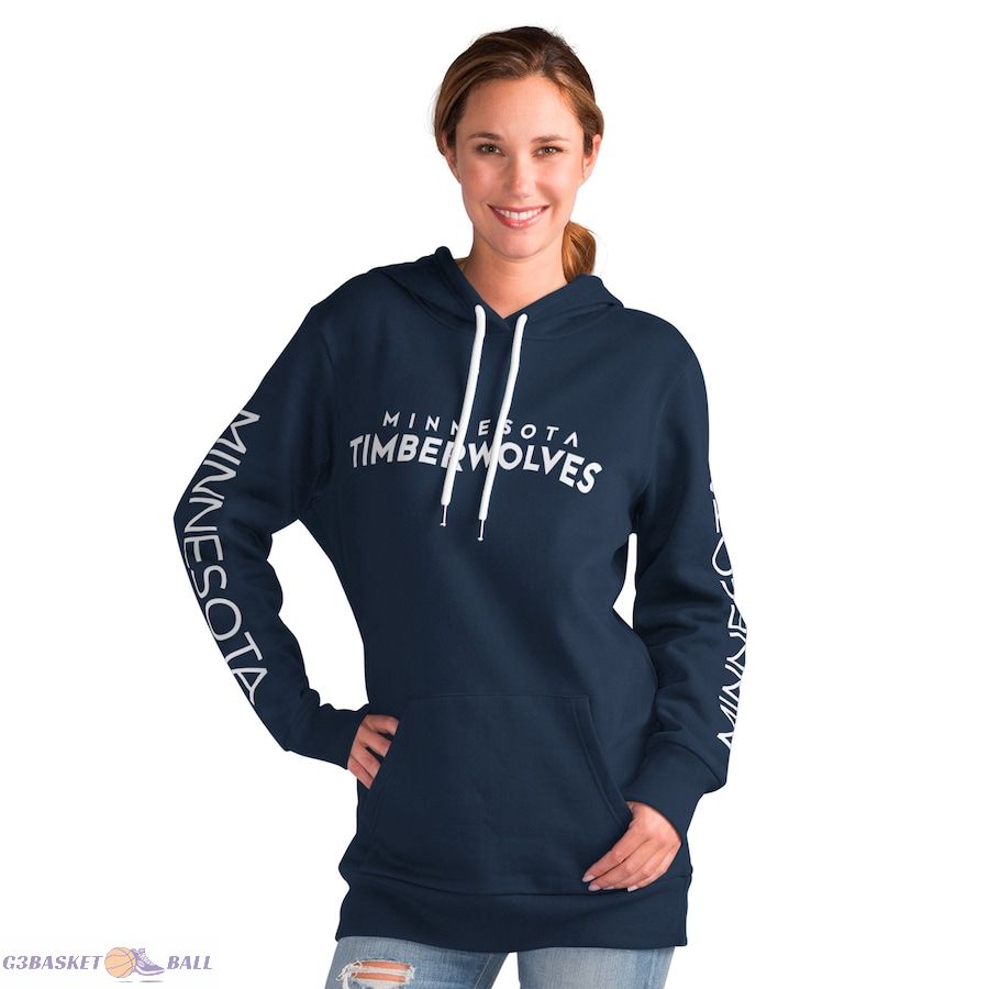 Women's Minnesota Timberwolves G-III 4Her by Carl Banks Navy Base Coach Pullover Hoodie