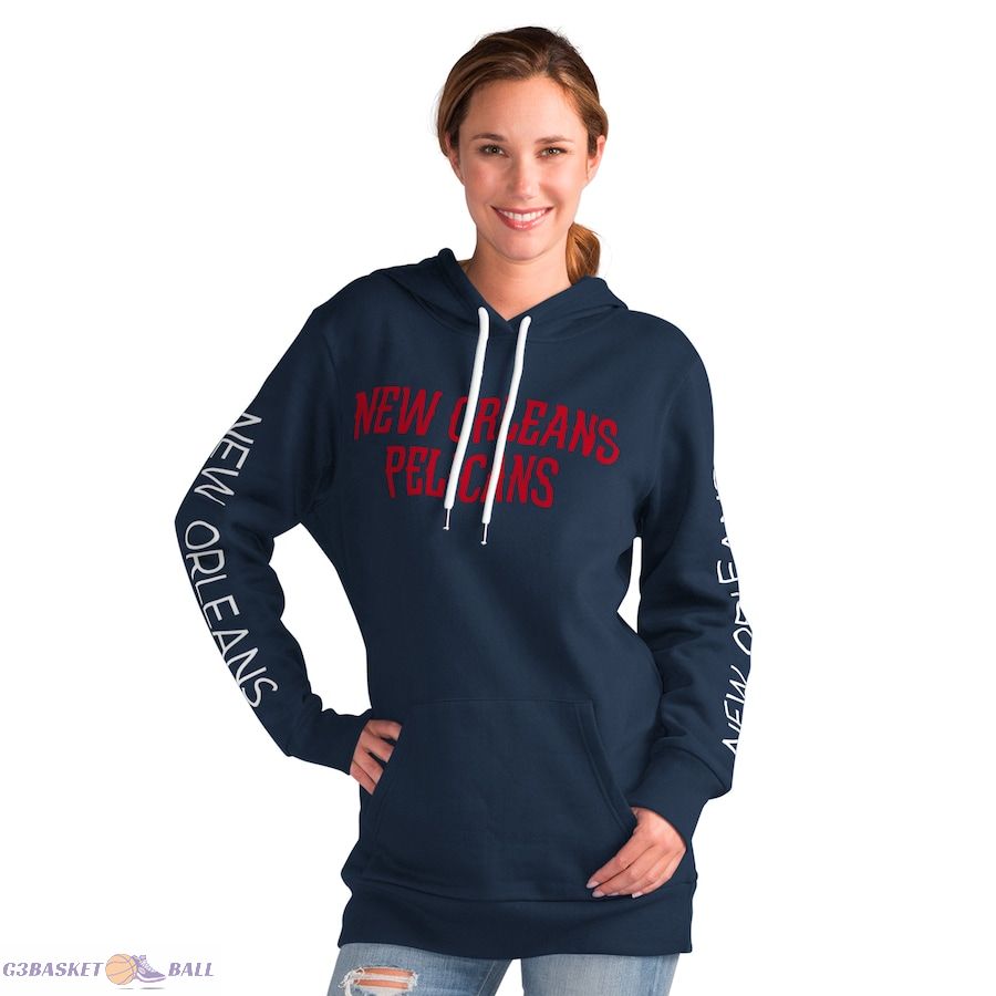 Women's New Orleans Pelicans G-III 4Her by Carl Banks Navy Base Coach Pullover Hoodie