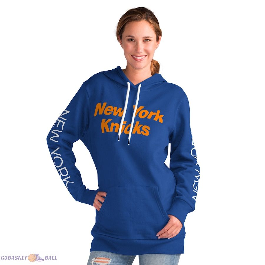 Women's New York Knicks G-III 4Her by Carl Banks Blue Base Coach Pullover Hoodie