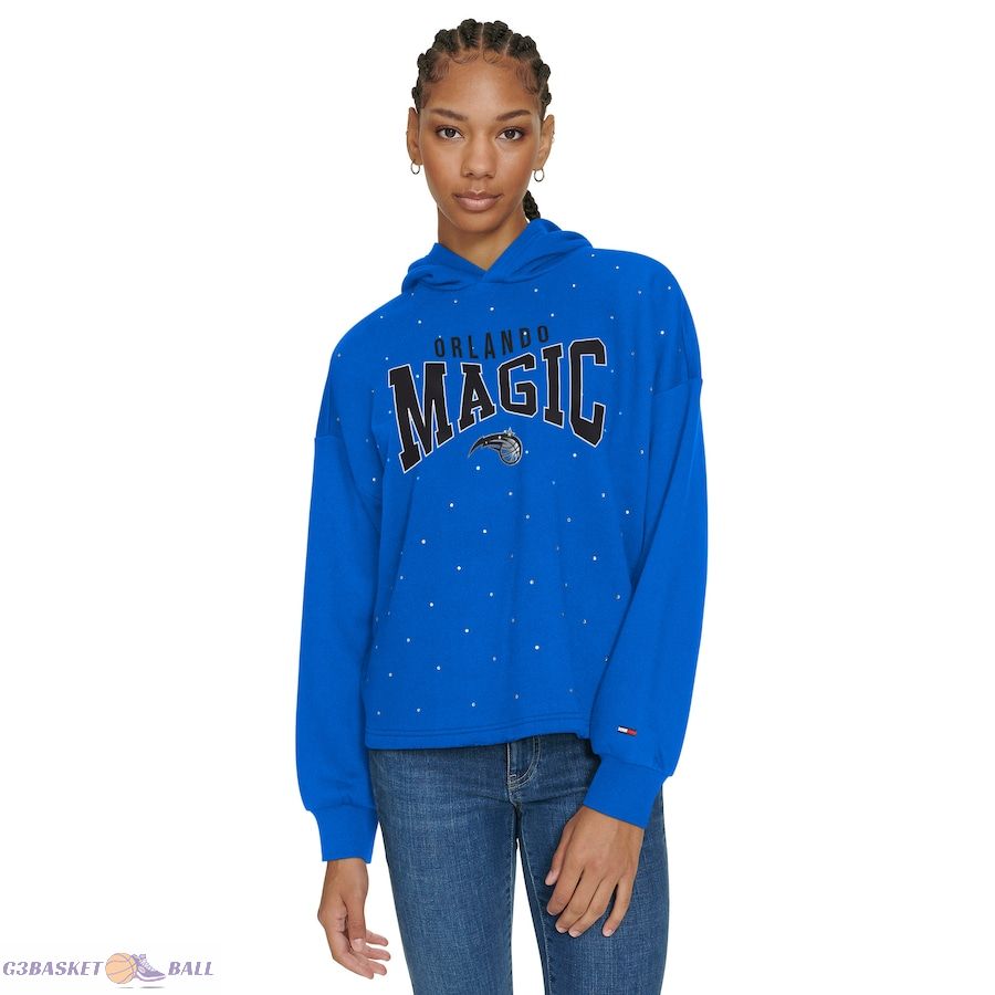 Women's Orlando Magic Tommy Jeans Blue Stella Cropped Pullover Hoodie