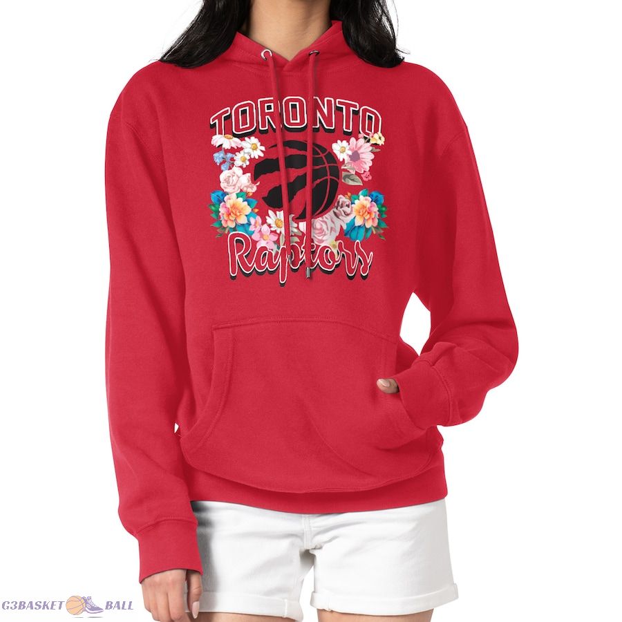 Women's Toronto Raptors G-III 4Her by Carl Banks Red Flowers Team Logo Graphic Fleece Pullover Hoodie