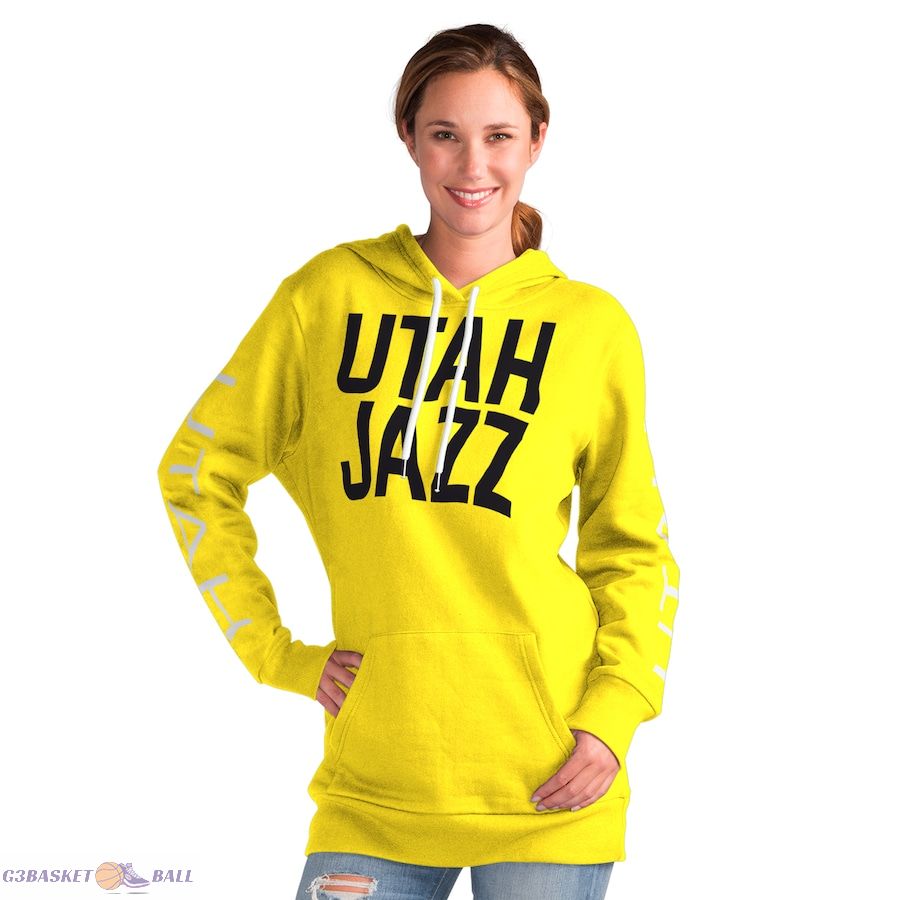 Women's Utah Jazz G-III 4Her by Carl Banks Gold Base Coach Pullover Hoodie