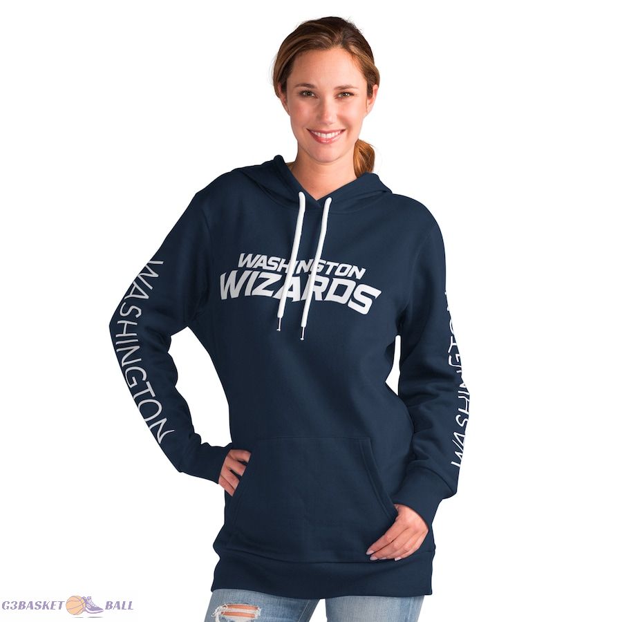 Women's Washington Wizards G-III 4Her by Carl Banks Navy Base Coach Pullover Hoodie