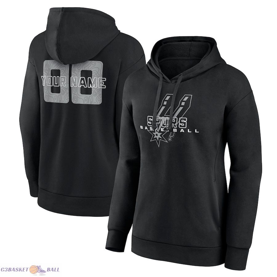 Women's San Antonio Spurs Black Stellar Personalized Name & Number Pullover Hoodie