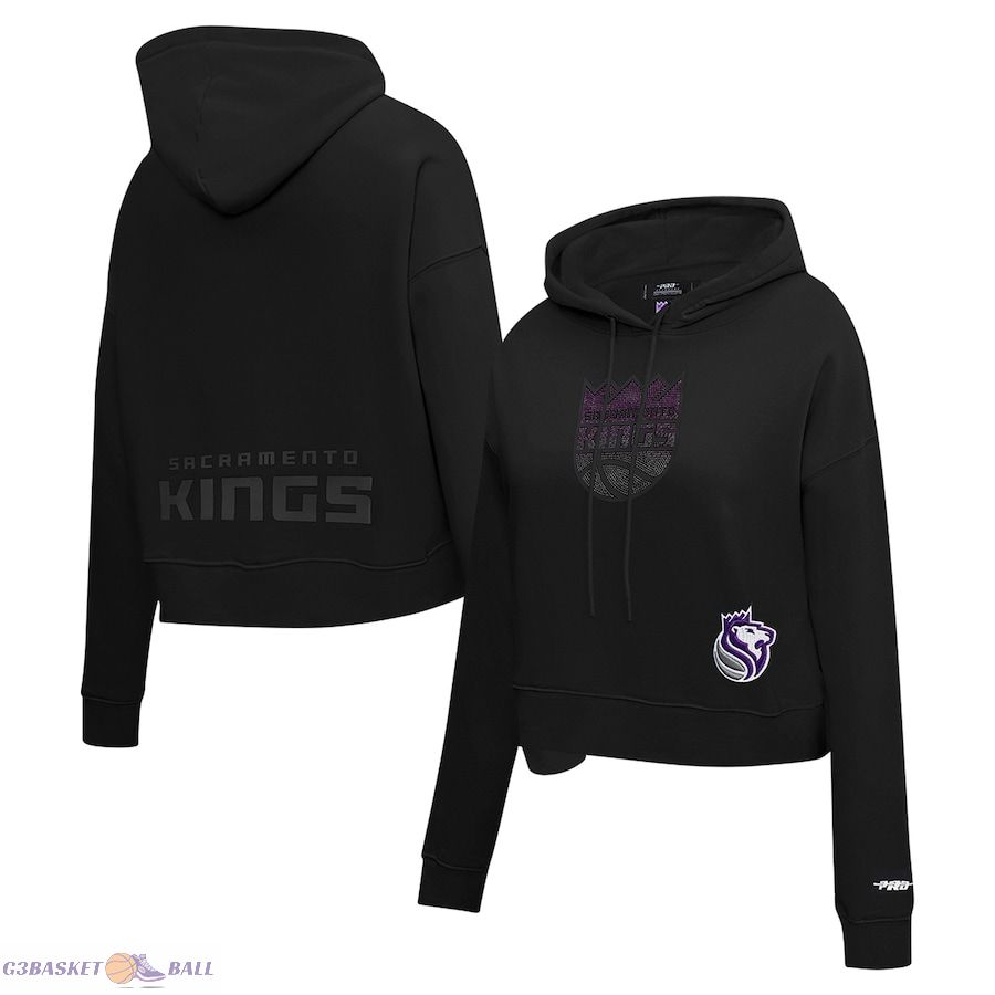 Women's Sacramento Kings Pro Standard Black Jewels Cropped Pullover Hoodie