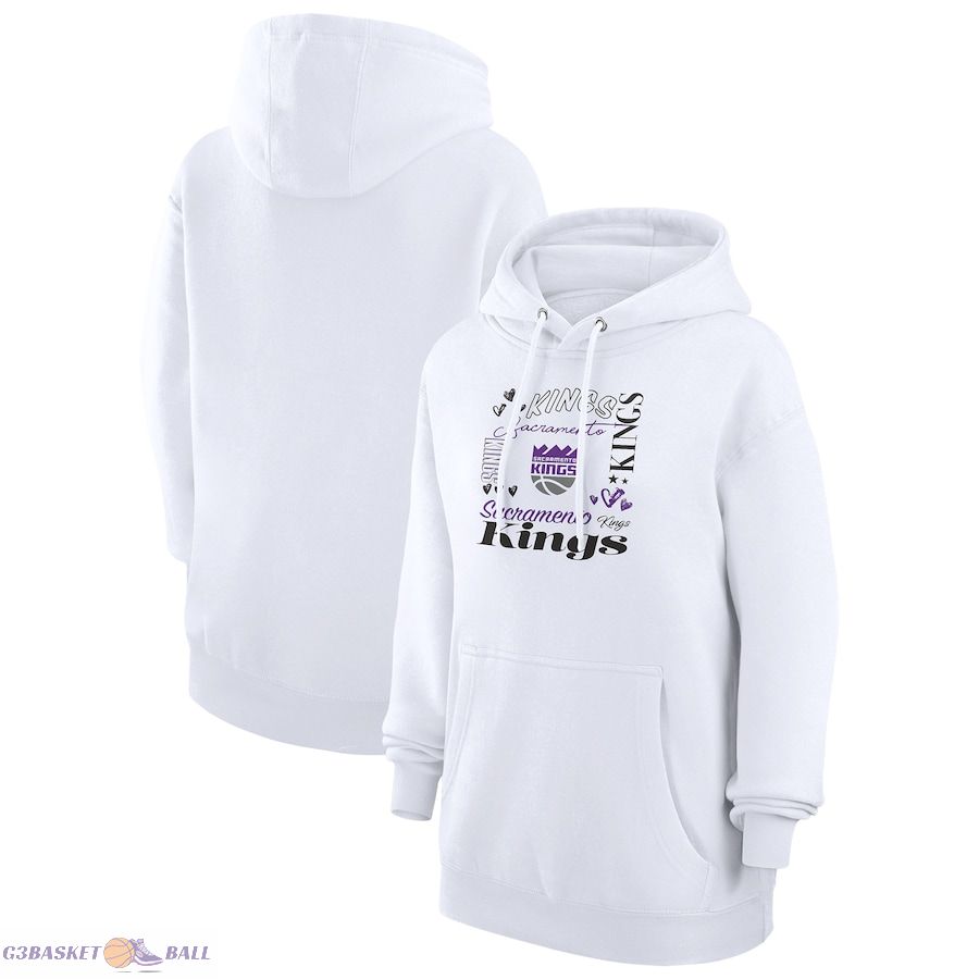 Women's Sacramento Kings G-III 4Her by Carl Banks White Team Collage Graphic Fleece Pullover Hoodie