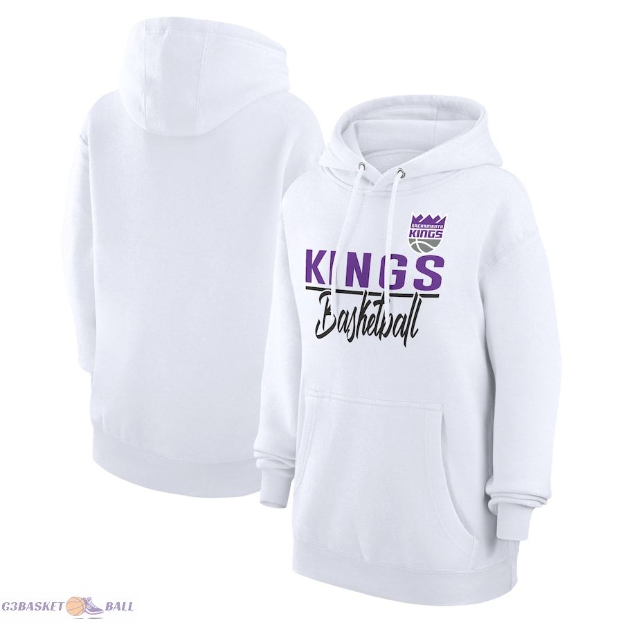 Women's Sacramento Kings G-III 4Her by Carl Banks White Graphics Fleece Pullover Hoodie