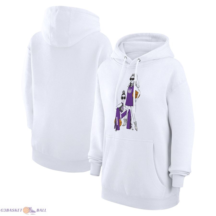 Women's Sacramento Kings G-III 4Her by Carl Banks White Basketball Girls Fleece Pullover Hoodie